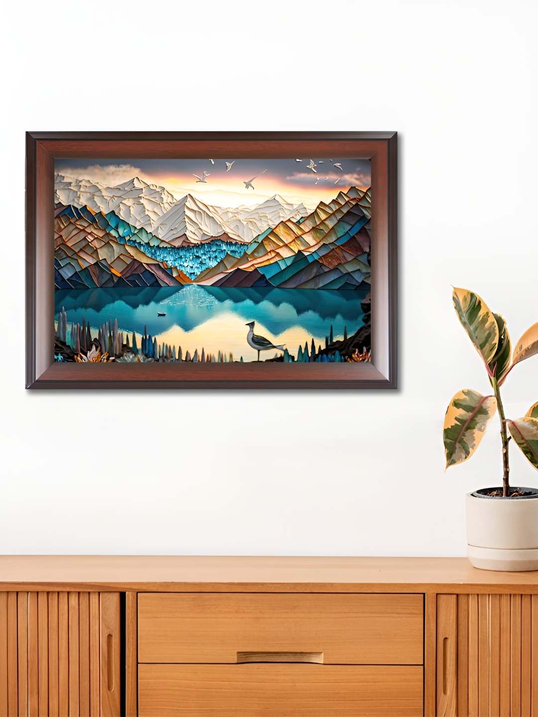 

WENS Brown & Blue Wooden Painting Wall Art