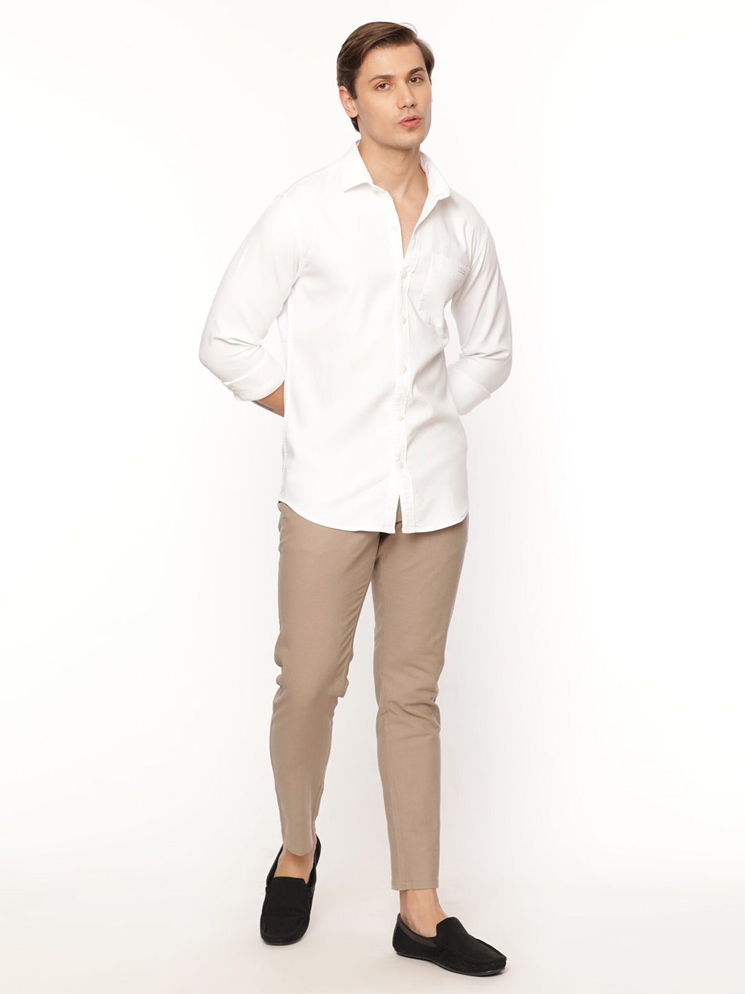 

FLY 69 Premium Slim Fit Pure Cotton Shirt, White