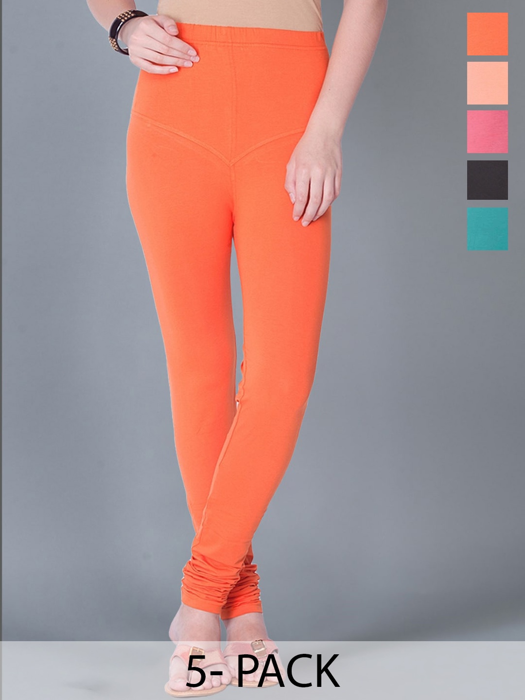 

Dollar Missy Pack Of 5 Churidar Leggings, Orange