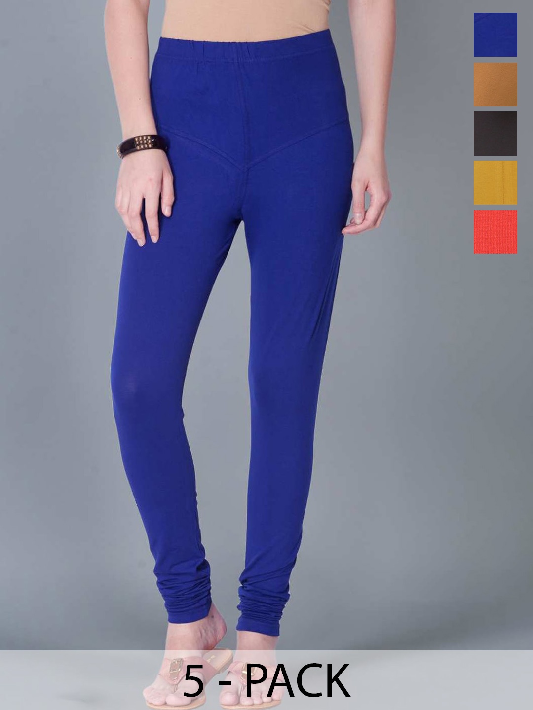 

Dollar Missy Pack Of 5 Churidar Length Leggings, Blue