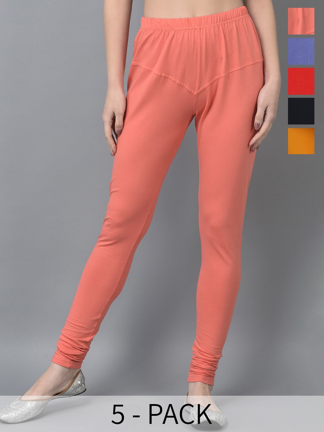 

Dollar Missy Pack Of 5 Churidar Length Leggings, Coral