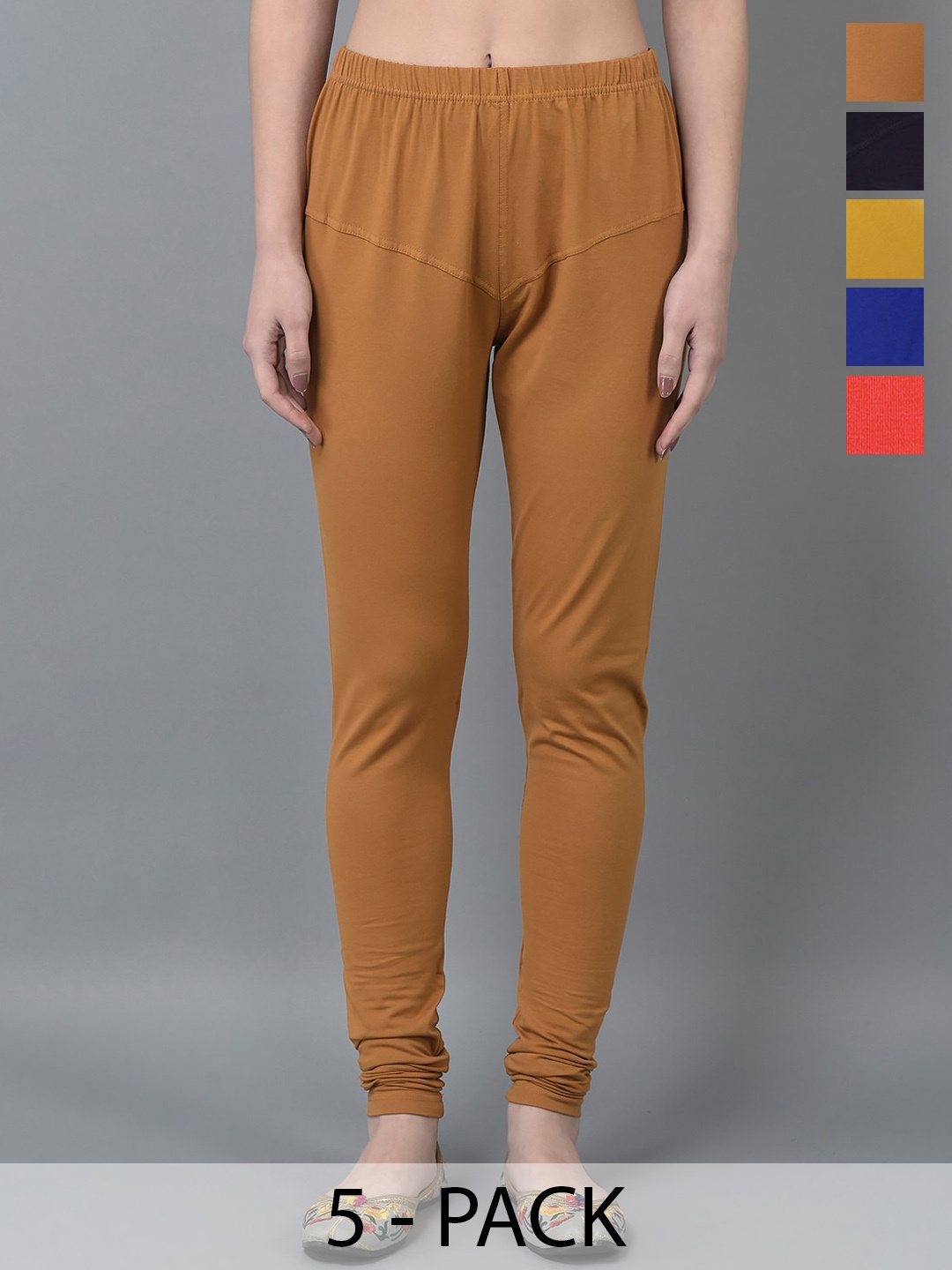 

Dollar Missy Pack Of 5 Churidar Leggings, Brown
