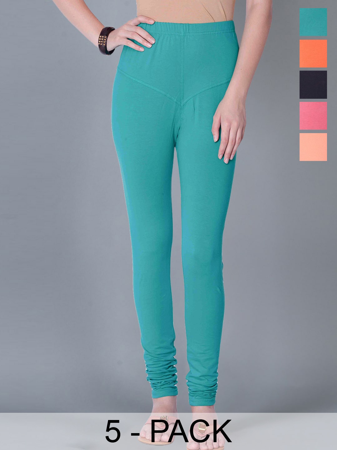 

Dollar Missy Pack Of 5 Churidar Leggings, Green
