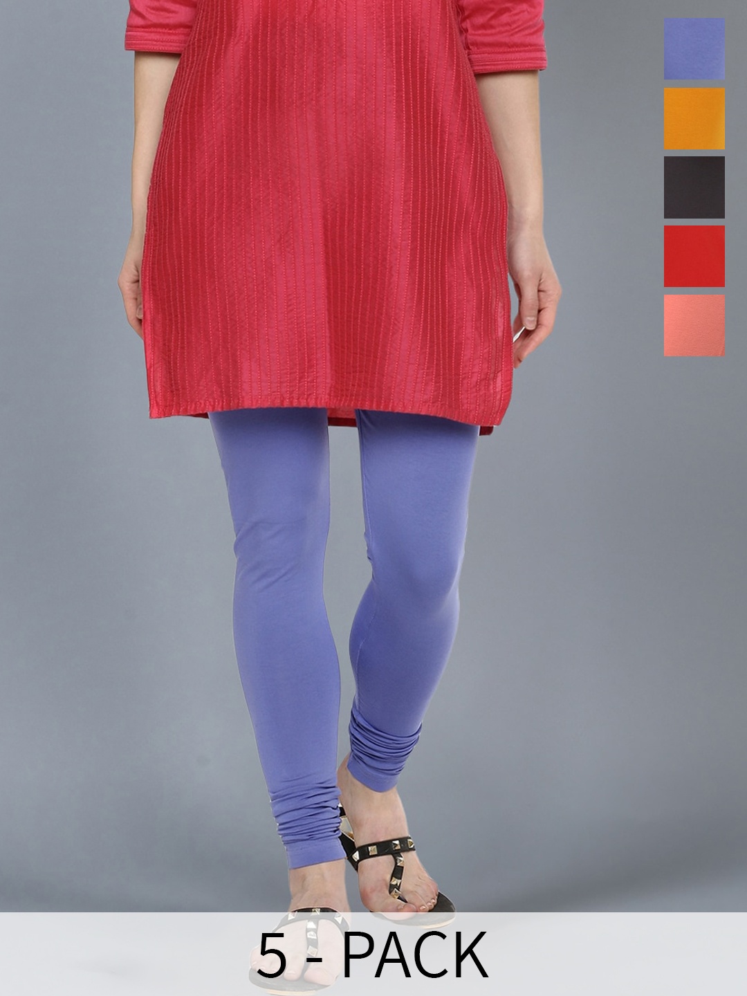 

Dollar Missy Pack Of 5 Churidar Leggings, Coral