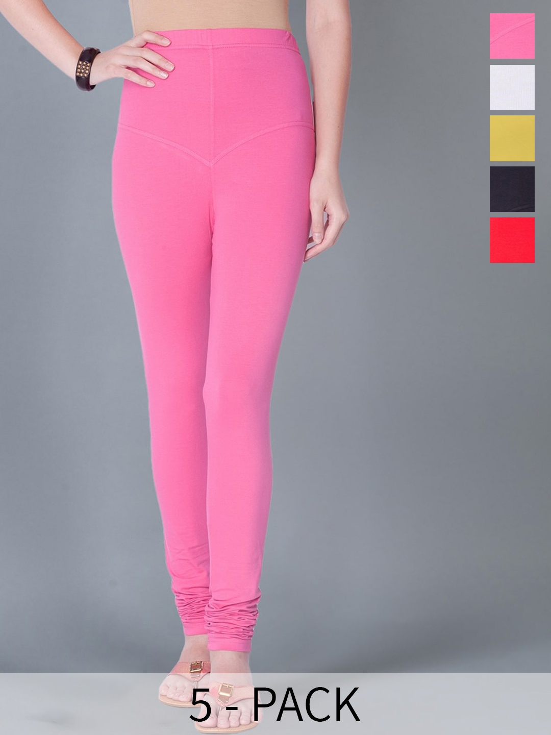 

Dollar Missy Pack Of 5 Churidar Leggings, Pink