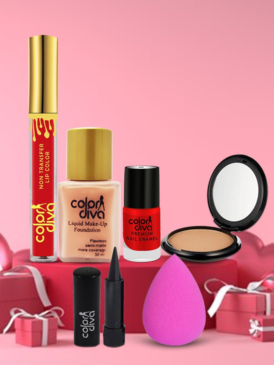 

Adbeni Color Diva Set Of 6 Glamorous Makeup Combo - 013, Red
