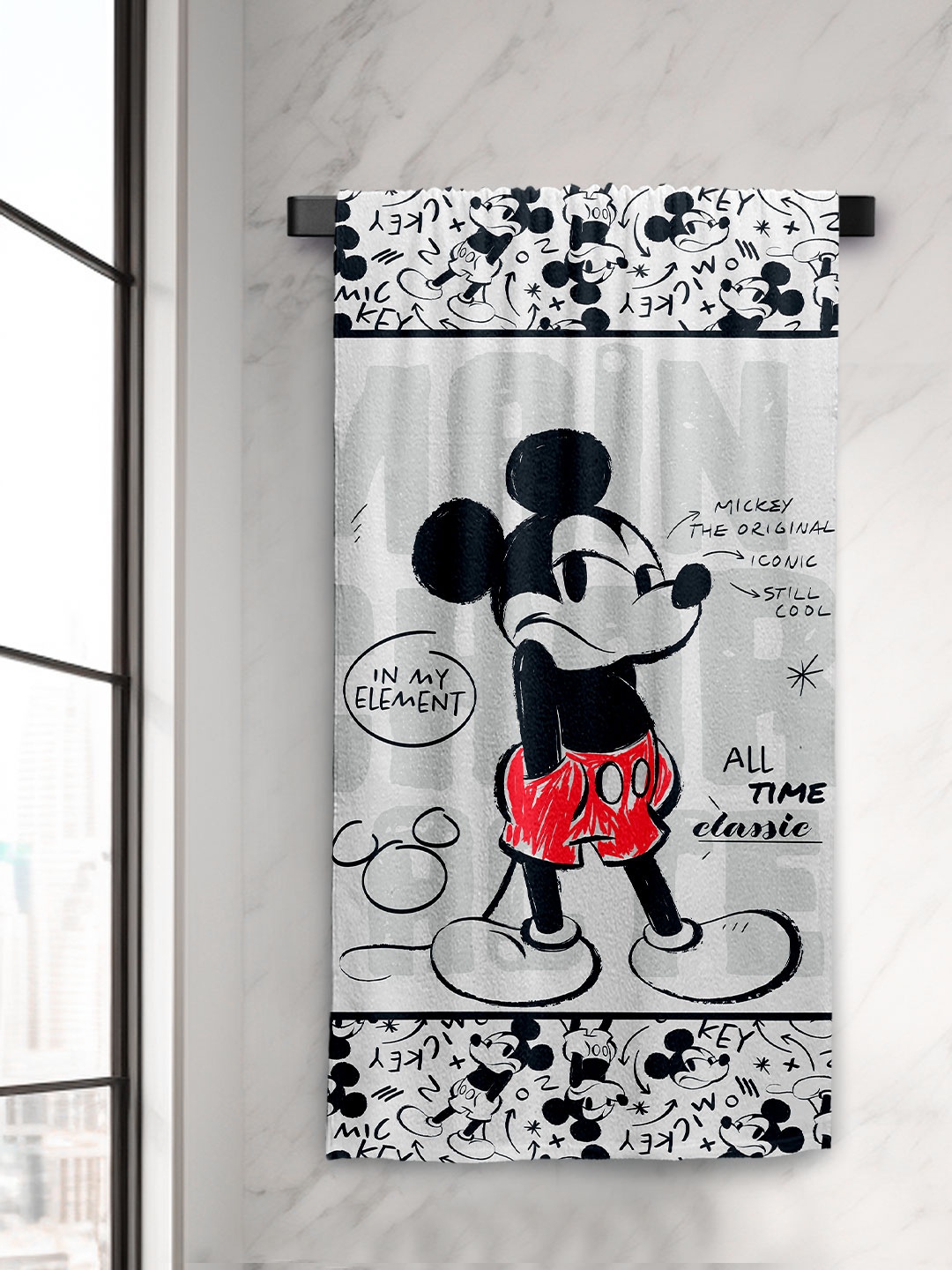 

YK Grey Printed Terry Cotton 400 GSM Bath Towel