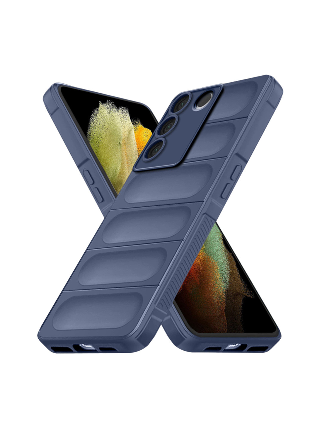 

Karwan Vivo V27 Hybrid Puffer Back Case, Blue