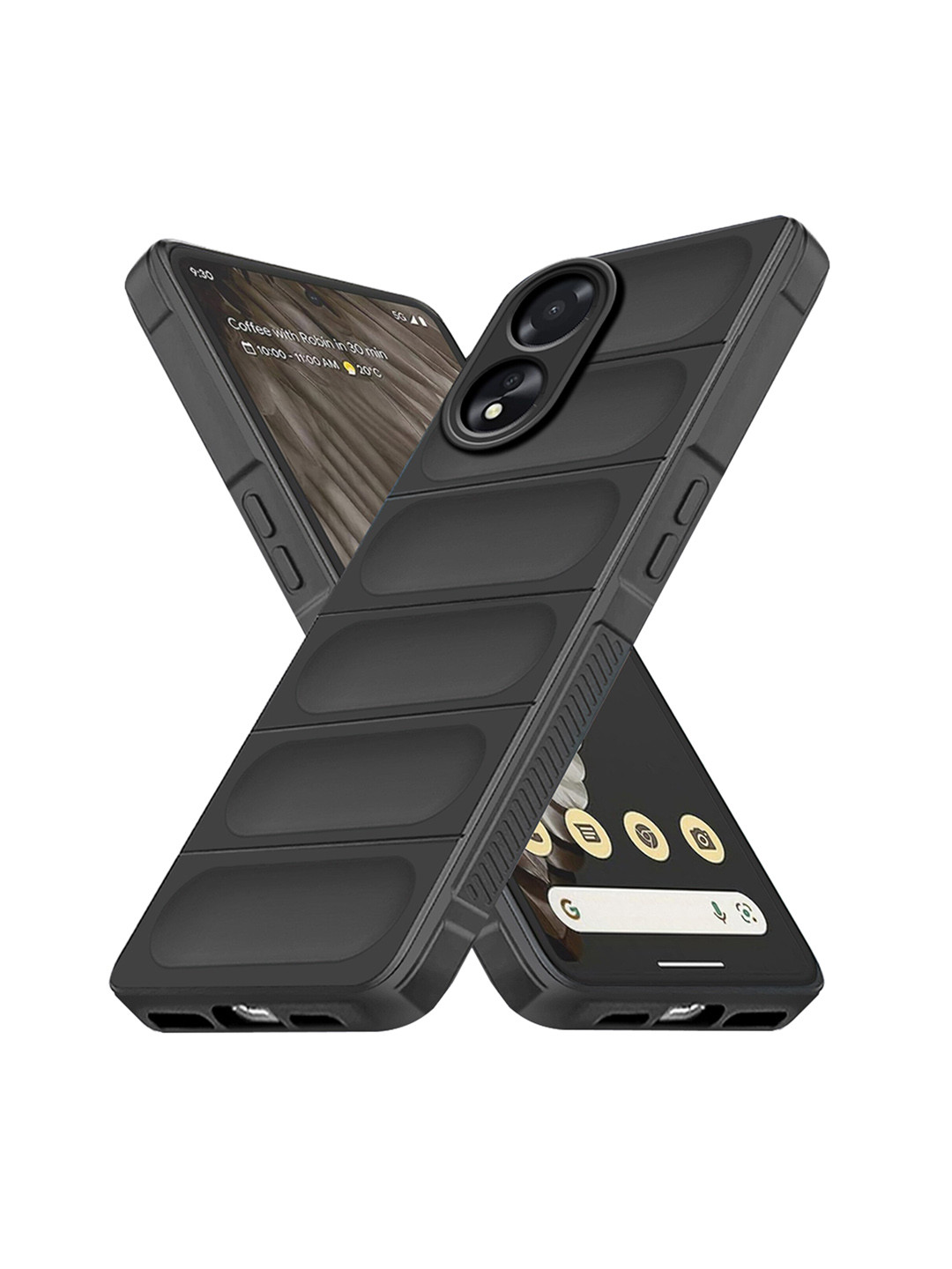 

Karwan Oppo A58 Hybrid Puffer Back Case, Black