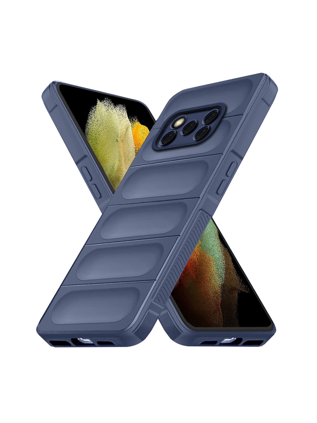 

Karwan Poco X3 Shock Absorbing Hybrid Puffer Back Case, Blue