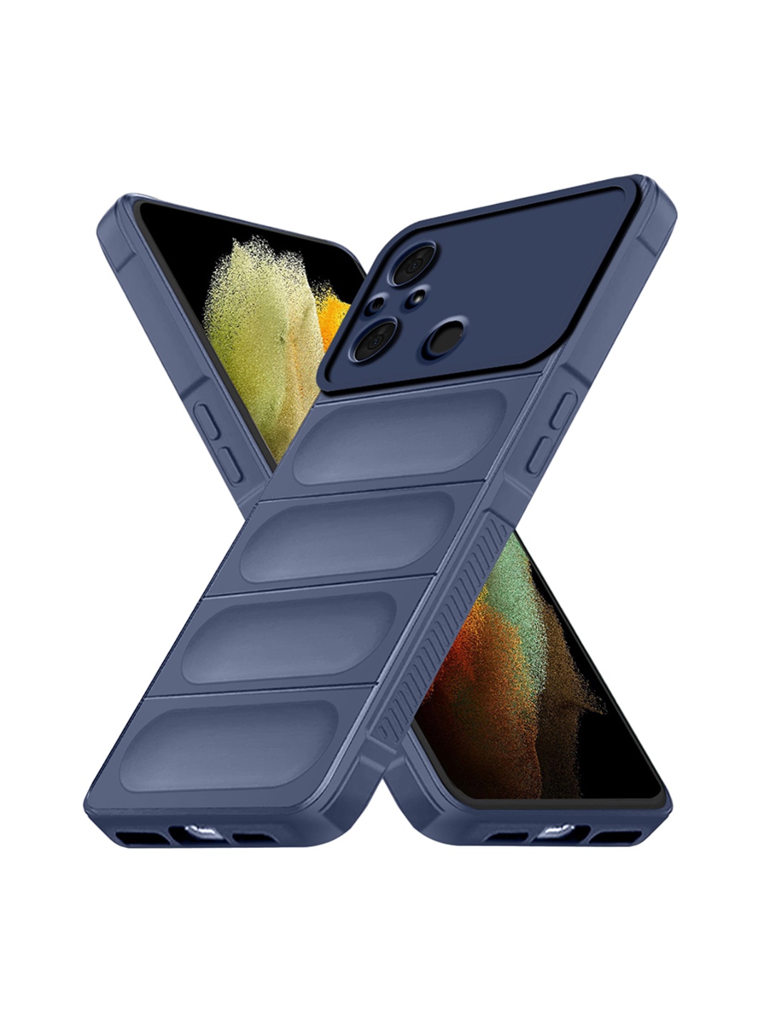 

Karwan Poco C55 Hybrid Puffer Back Case, Blue