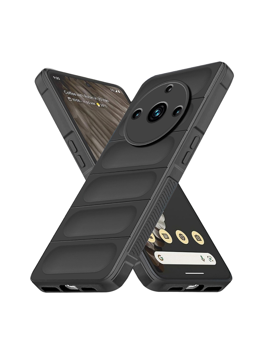 

Karwan Realme 11 Pro Hybrid Puffer Back Case, Black