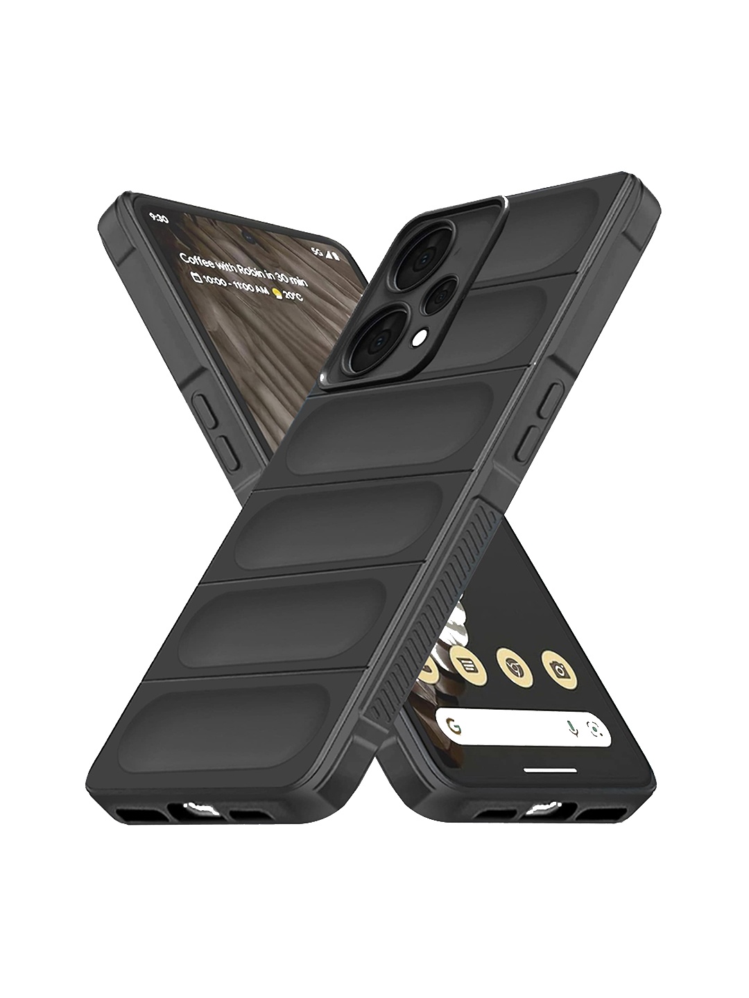 

Karwan Realme 9 Pro Hybrid Puffer Back Case, Black