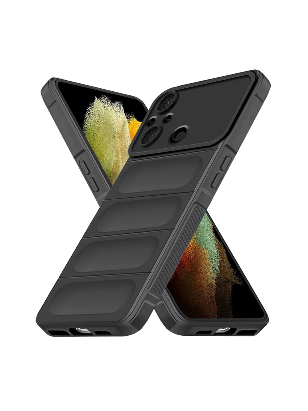 

Karwan Poco C55 Hybrid Puffer Back Case, Black