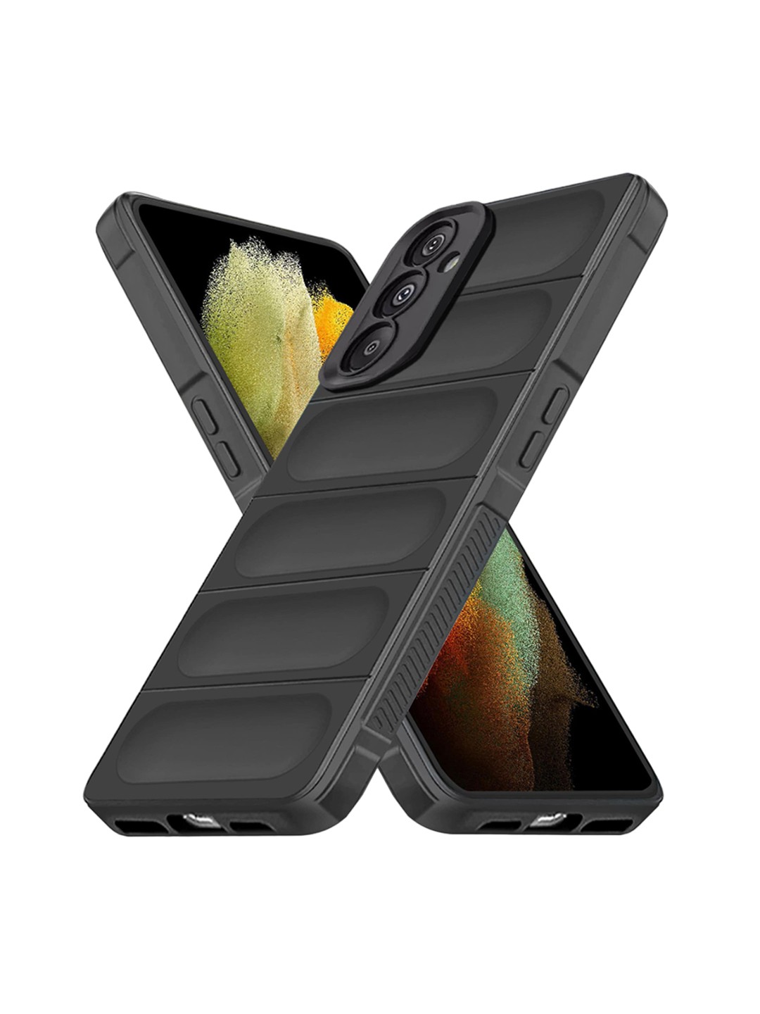 

Karwan Samsung A54 5G Hybrid Puffer Back Case, Black