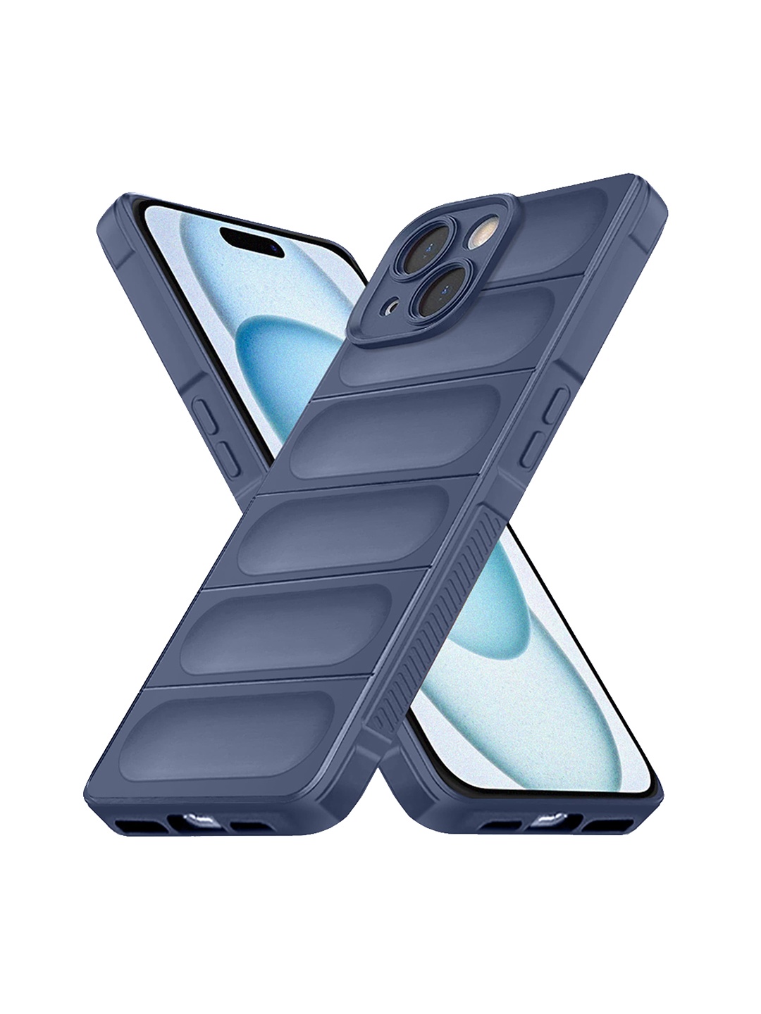 

Karwan iPhone 15 Plus Hybrid Puffer Back Case, Blue