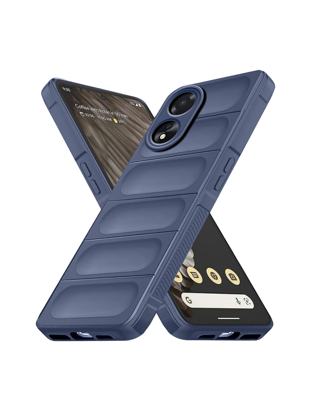 

Karwan Textured Oppo A58 Hybrid Puffer Back Case, Blue