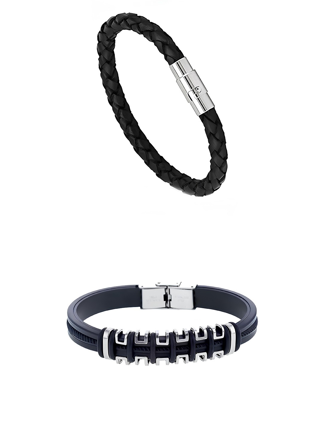 

KARISHMA KREATIONS Unisex Set of 2 Leather Wraparound Bracelet, Black