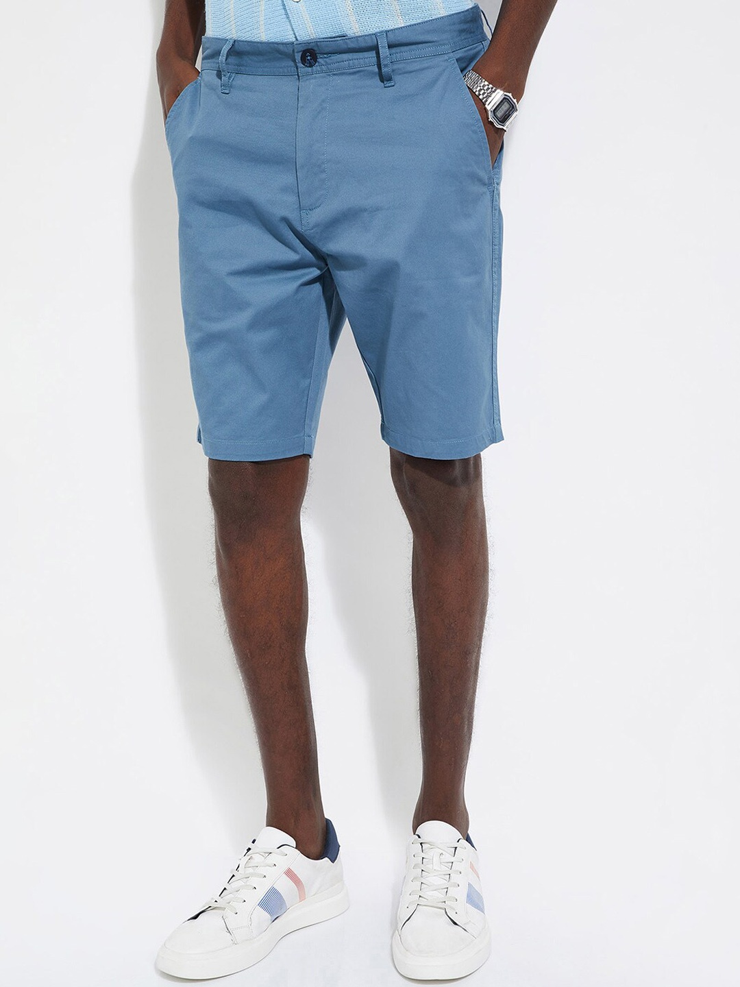 

max URB_N Men Regular Fit Mid-Rise Chino Shorts, Blue