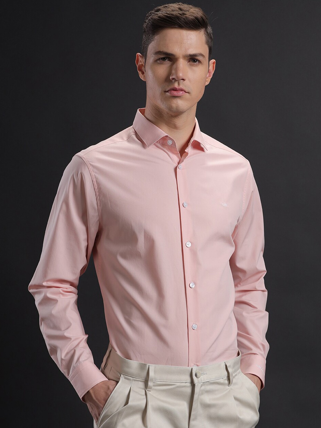 

Aldeno Comfort Spread Collar Long Sleeves Cotton Formal Shirt, Peach