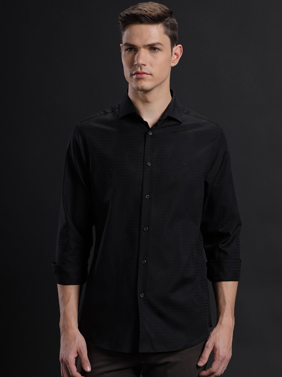 

Aldeno Comfort Spread Collar Long Sleeves Cotton Casual Shirt, Black