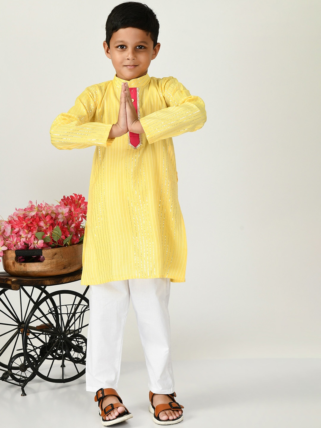 

BAESD Boys Straight Halter Neck Kurta & Trouser, Yellow