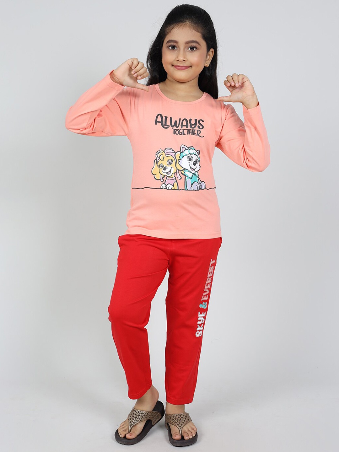 

DENIKID Girls Skye & Everest Printed T-shirt with Pyjamas, Peach