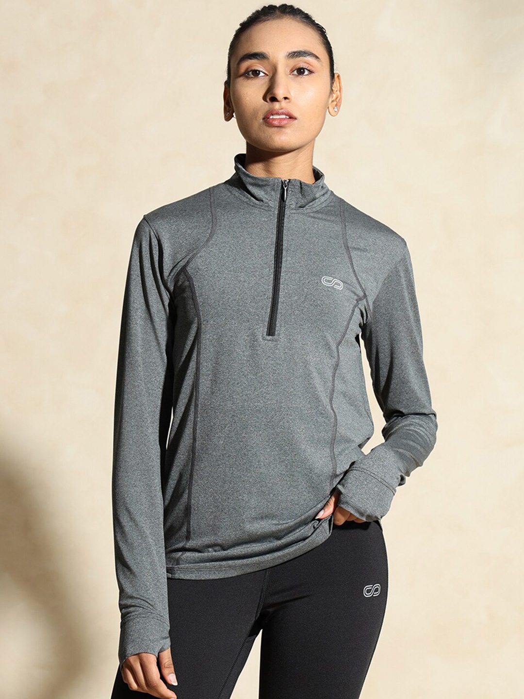 

Silvertraq High Neck Moisture Wicking Gym T-shirt, Grey