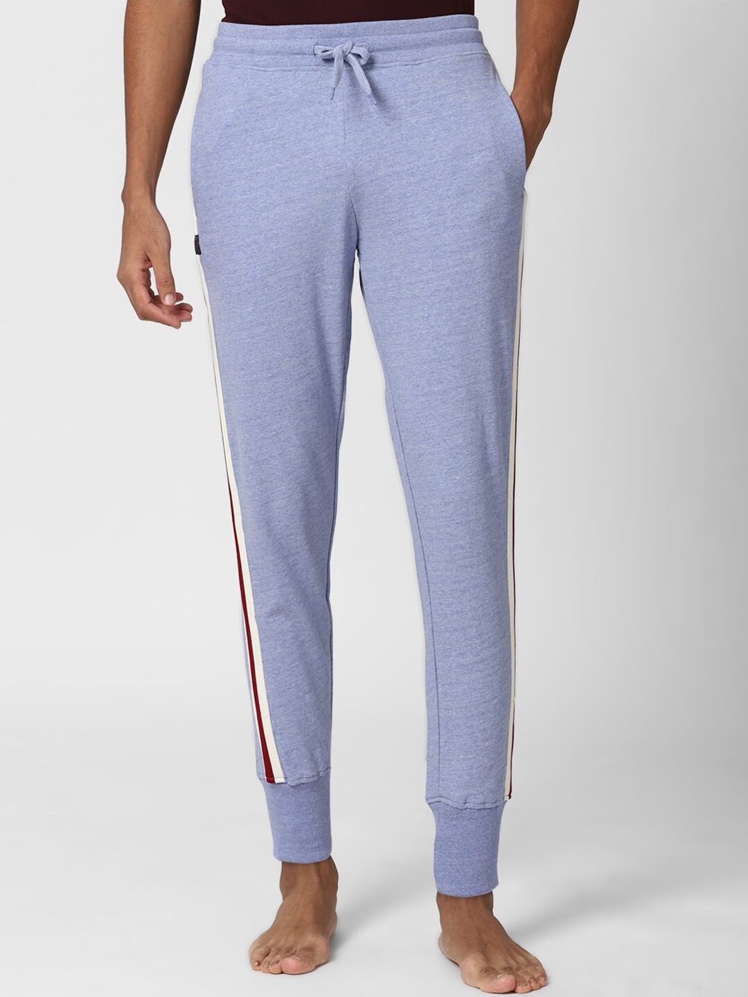 

Peter England Men Striped Mid-Rise Cotton Track Pants, Blue