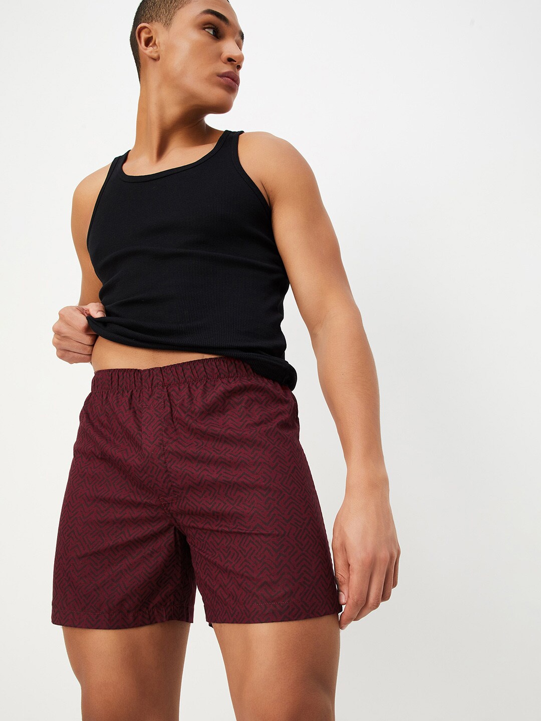 

max Printed Pure Cotton Boxers 1000013405561, Maroon