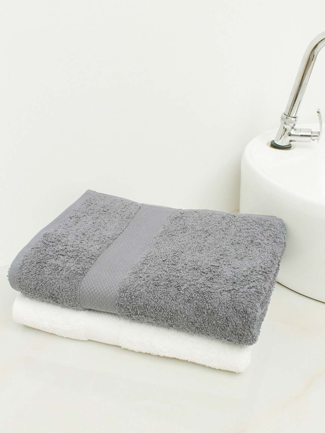 

AVI Living Grey 2 Pieces Cotton Large Bath Towels
