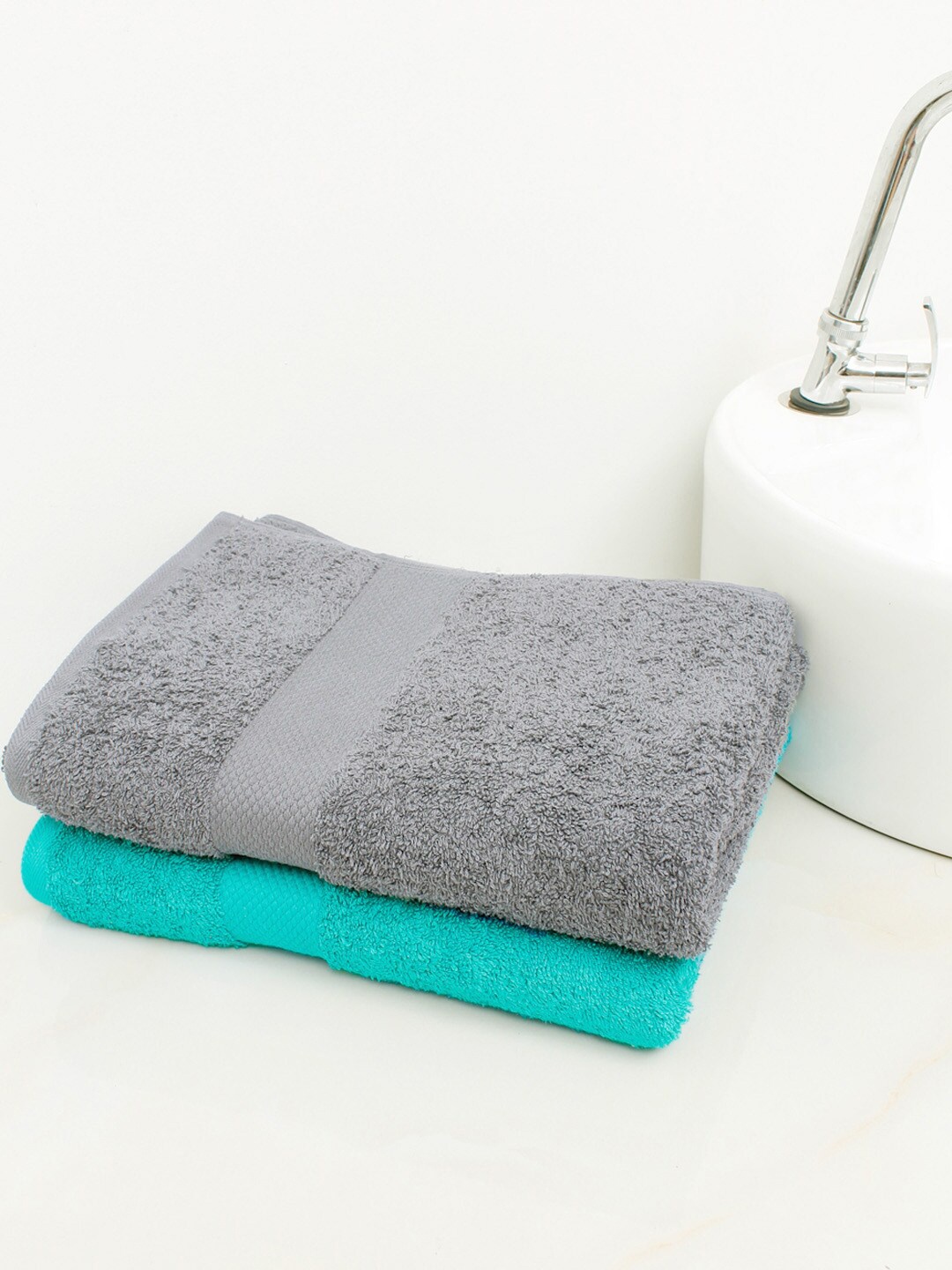

AVI Living Grey Blue 2 Pieces 550 GSM Cotton Bath Towels