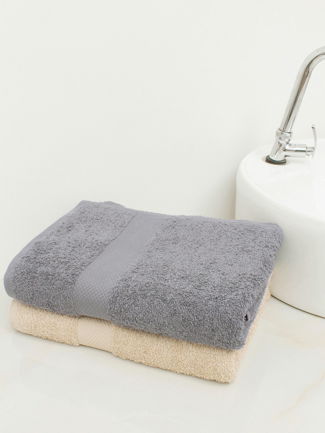 

AVI Living Grey 2 Pieces Cotton Large Bath Towels