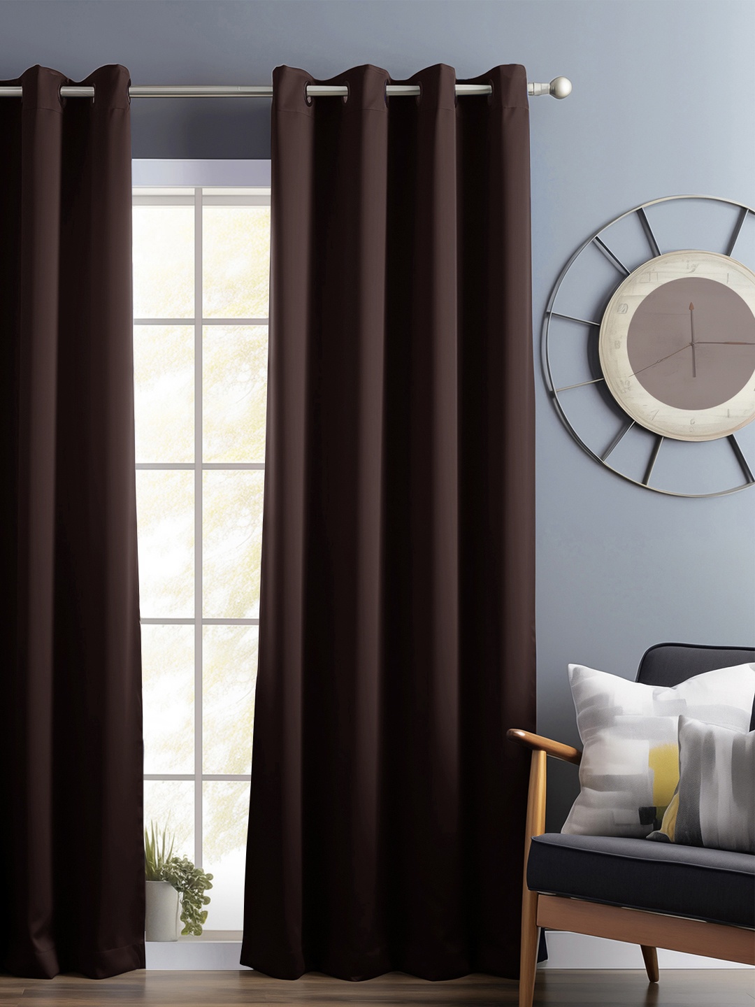 

Bedspun Coffee Brown Black Out Door Curtain