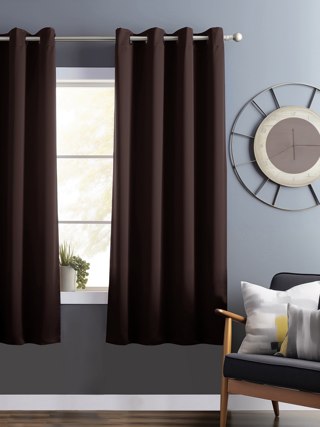 

Bedspun Coffee Brown Black Out Window Curtain