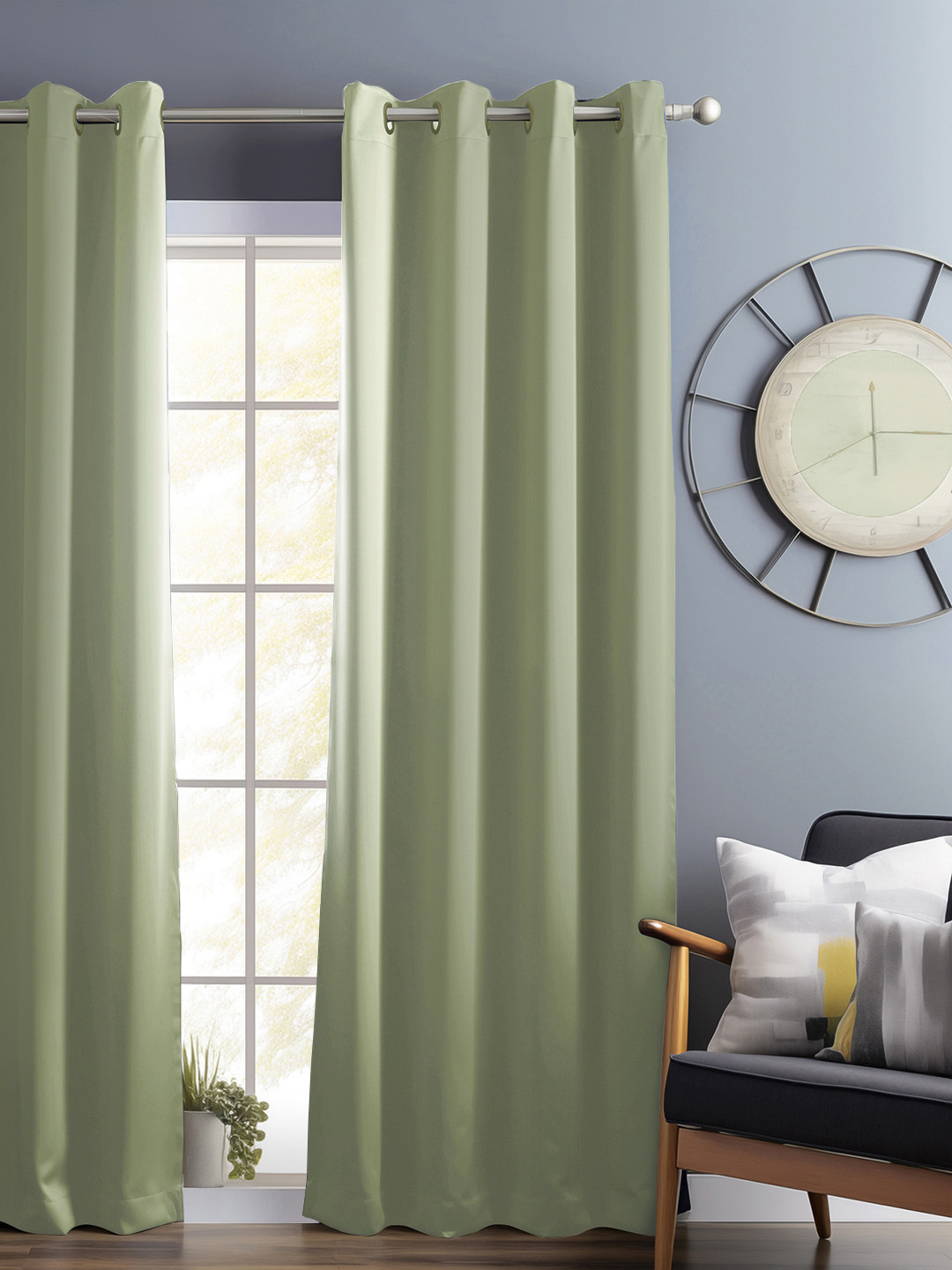 

Bedspun Green Black Out Long Door Curtain