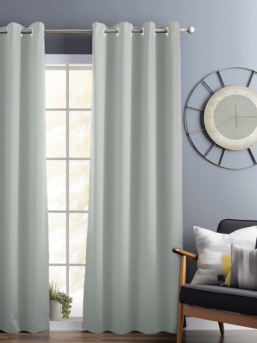 

Bedspun Grey Black Out Long Door Curtain