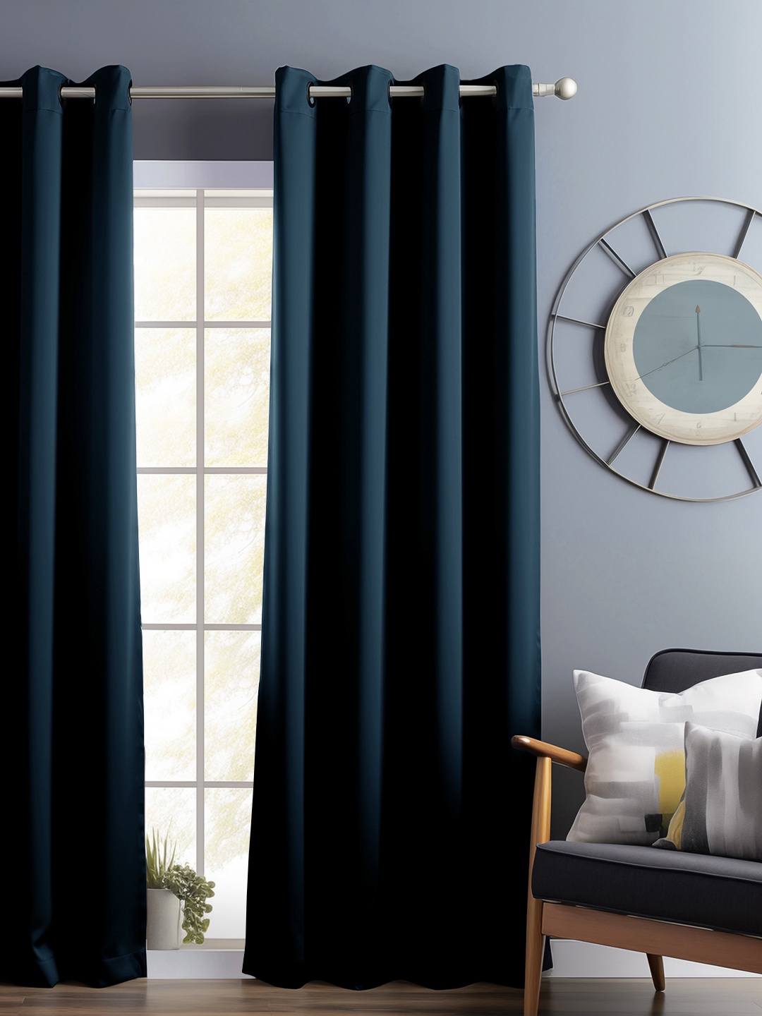

Bedspun Teal Black Out Long Door Curtain