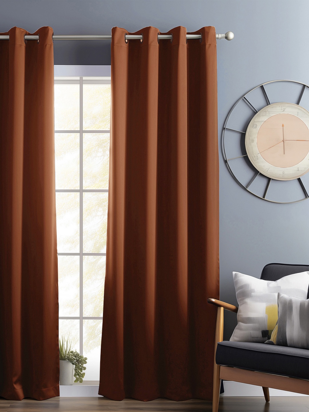 

Bedspun Brown Black Out Long Door Curtain