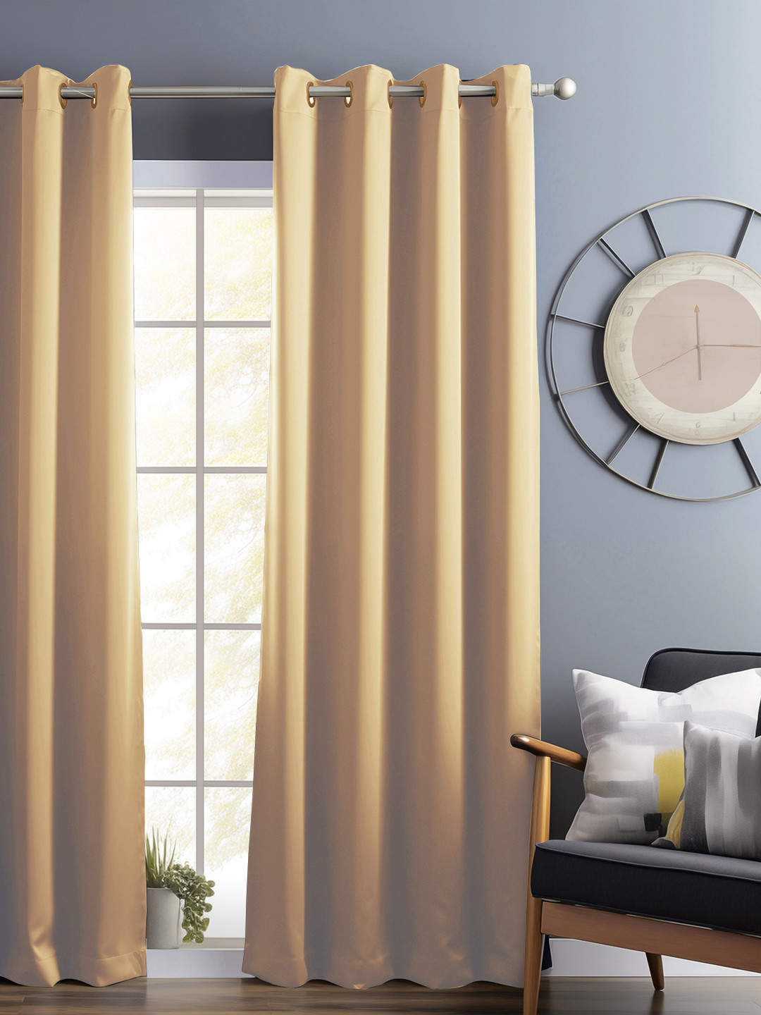 

Bedspun Cream Black Out Long Door Curtain