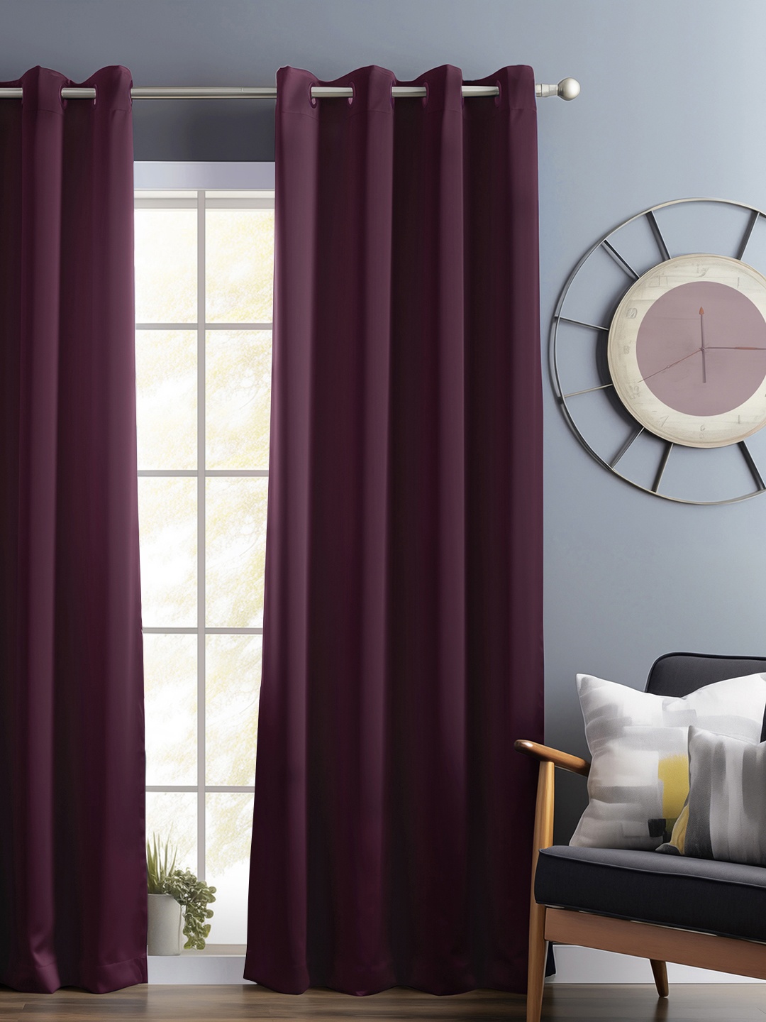 

Bedspun Purple Black Out Long Door Curtain