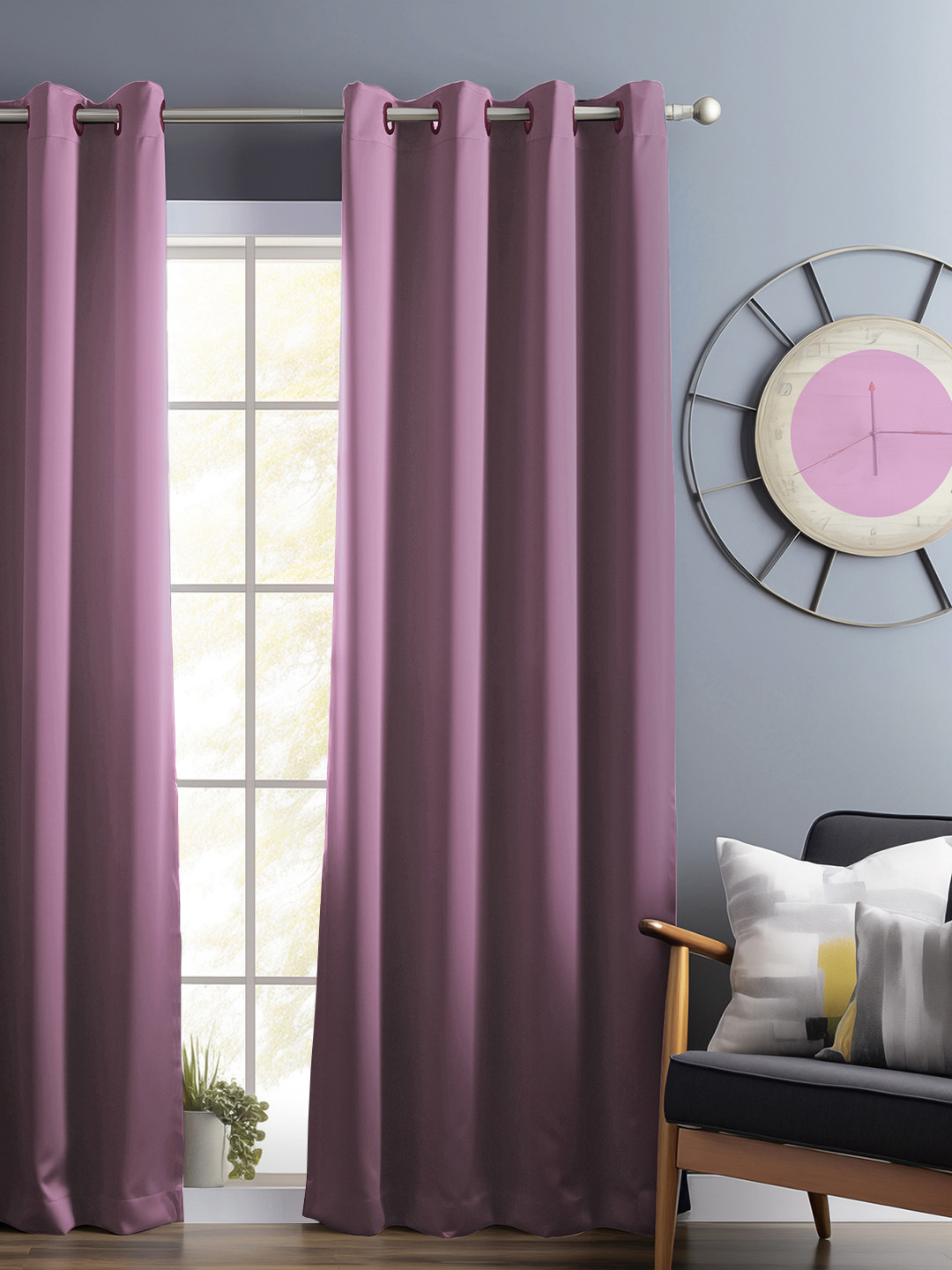 

Bedspun Burgundy Black Out Long Door Curtain