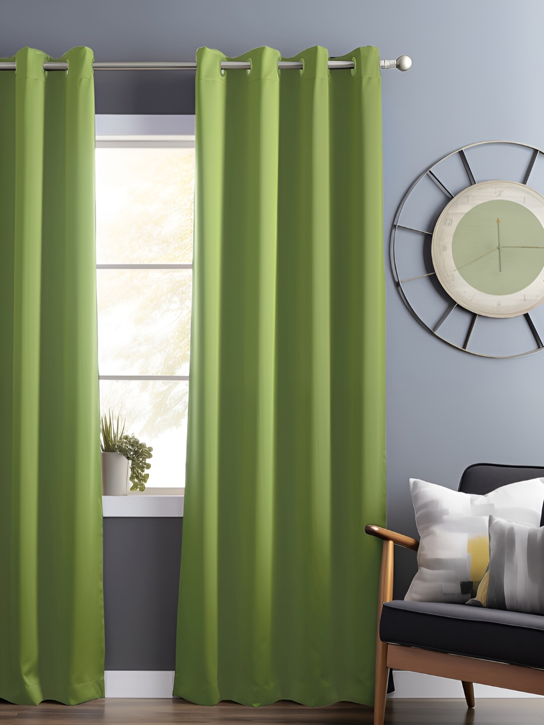 

Bedspun Green Black Out Long Door Curtain