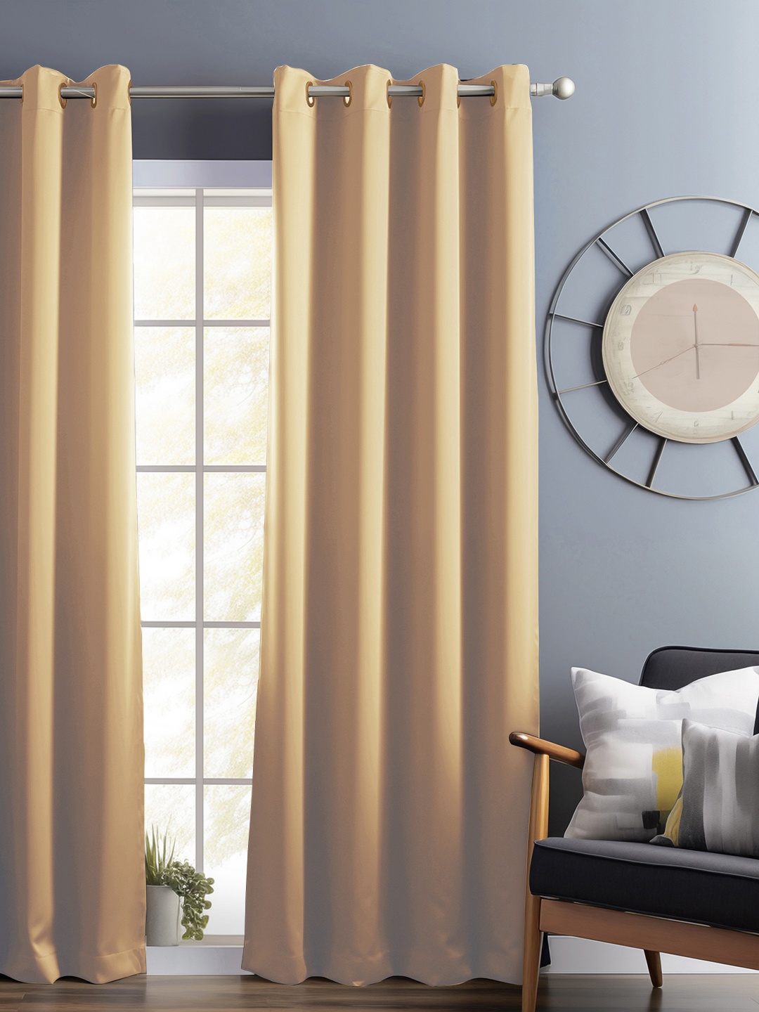 

Bedspun Cream Black Out Door Curtain