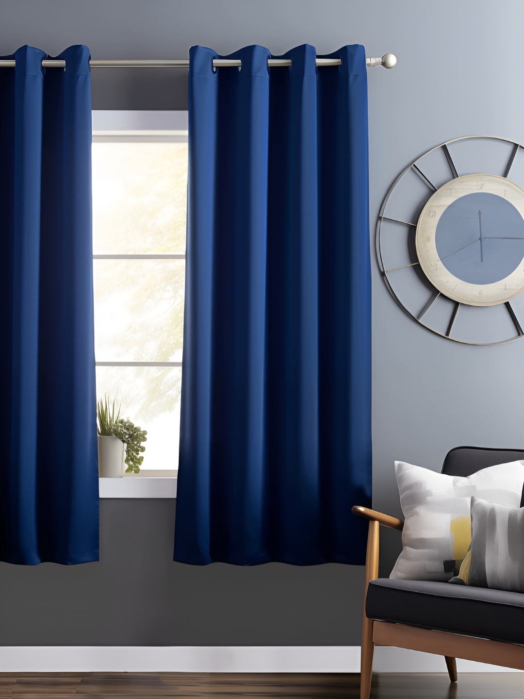 

Bedspun Navy Blue Black Out Window Curtain