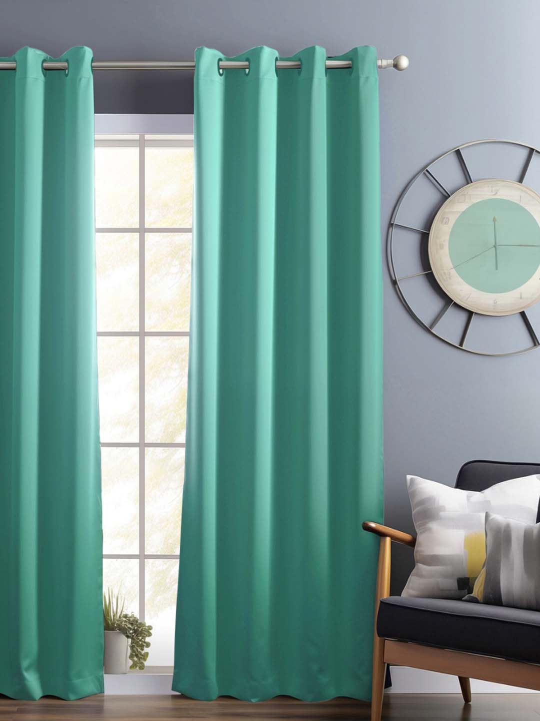 

Bedspun Lime Green Black Out Long Door Curtain