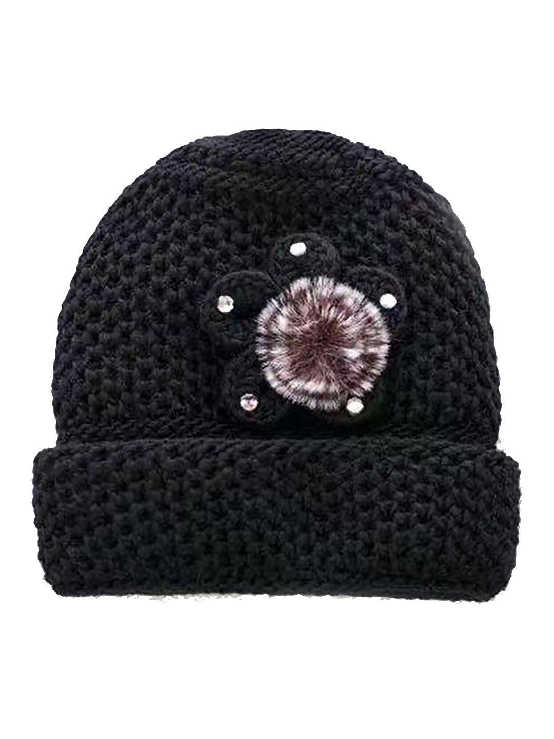 

SYGA Self Design Woollen Beanie, Black