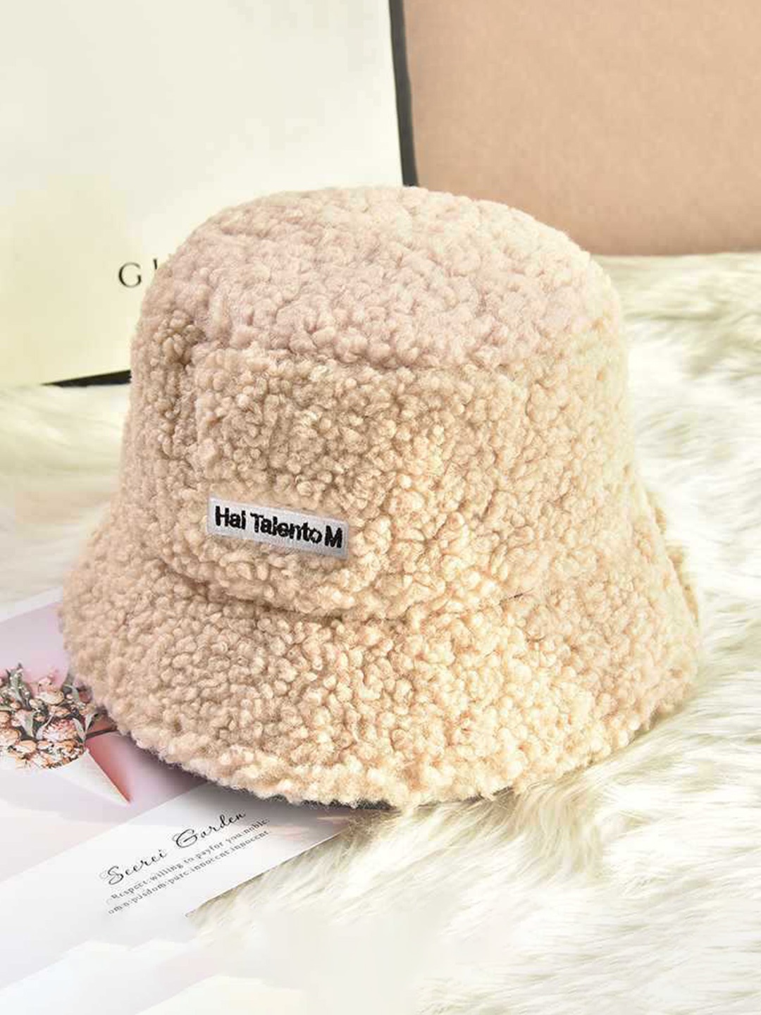 

SYGA Women Self Design Pure Woollen Bucket Hat, Beige