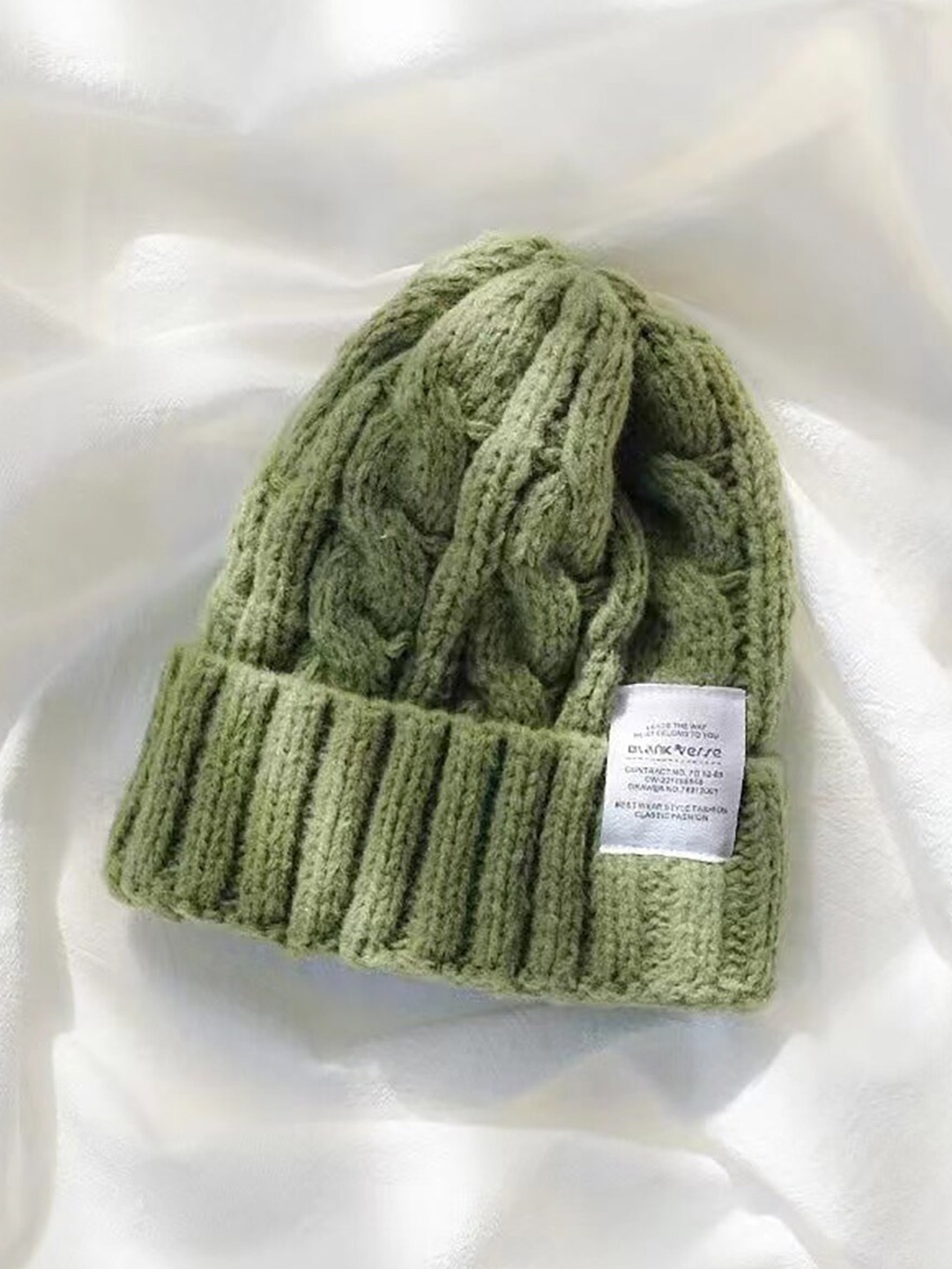 

SYGA Self Design Woollen Beanie, Green