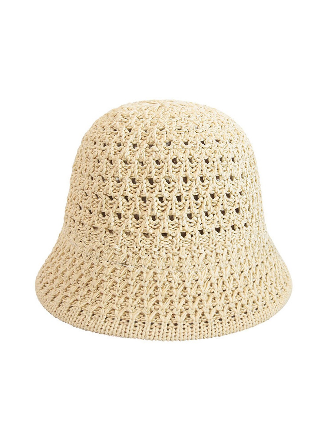 

SYGA Women Self Design Knitted Acrylic Bucket Hat, Beige